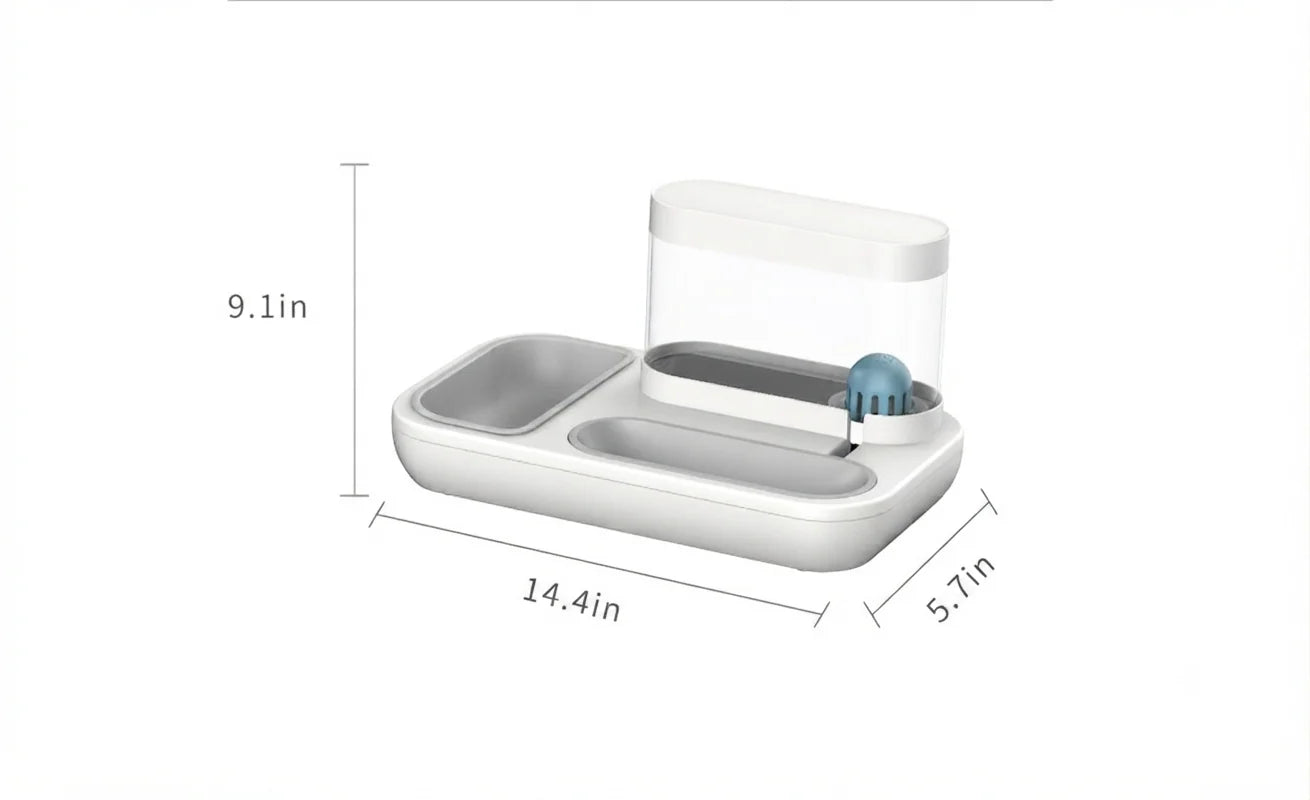 Automatic Pet Feeding Bowl With 1.5L Water Fountain